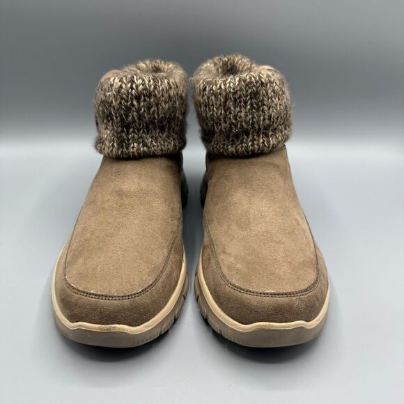 Skechers Comfort Boots Womens Winter Snow Brown Ankle Top Pull On Size 9 - Picture 3 of 11